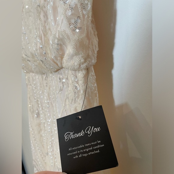 NWT Soieblu Stunning Champaign Blush Sequin Maxi Dress Sz Small Formal Occasion - Picture 3 of 16